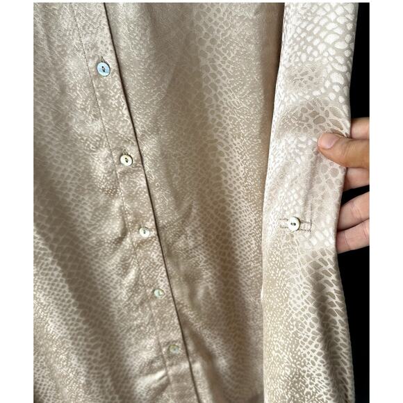 NWT She + Sky 1X Gold Satin Jacquard Snake Button Front Blouse Career Event - Picture 3 of 7